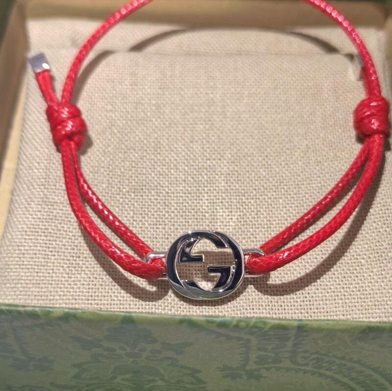 Popular Gujia Double g Red Rope Bracelet for Women, Anchor-Shaped Rope Braided Bracelet, Unisex Style, Simple Pure Silver Bracelet Chain Popular Gujia Double g Red Rope Bracelet for Women, Anchor-Shaped Rope Braided Bracelet, Unisex Style, Simple Pure Silver Bracelet Chain