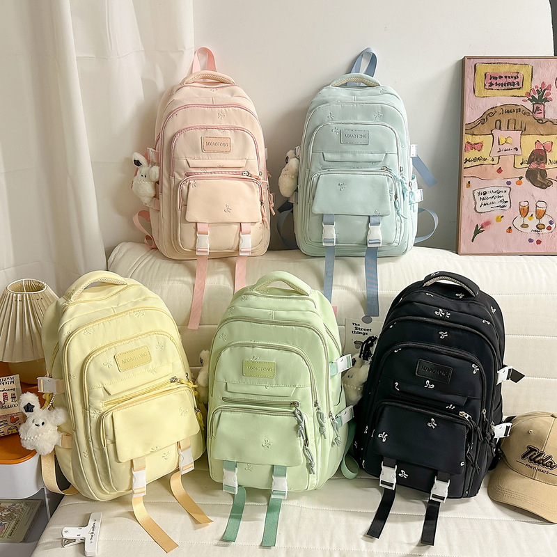 Korean Style New Backpack for Female Students, Cute Bow-Knot Girl Backpack, Lightweight School Bag for Junior High and High School Students Korean Style New Backpack for Female Students, Cute Bow-Knot Girl Backpack, Lightweight School Bag for Junior High and High School Students