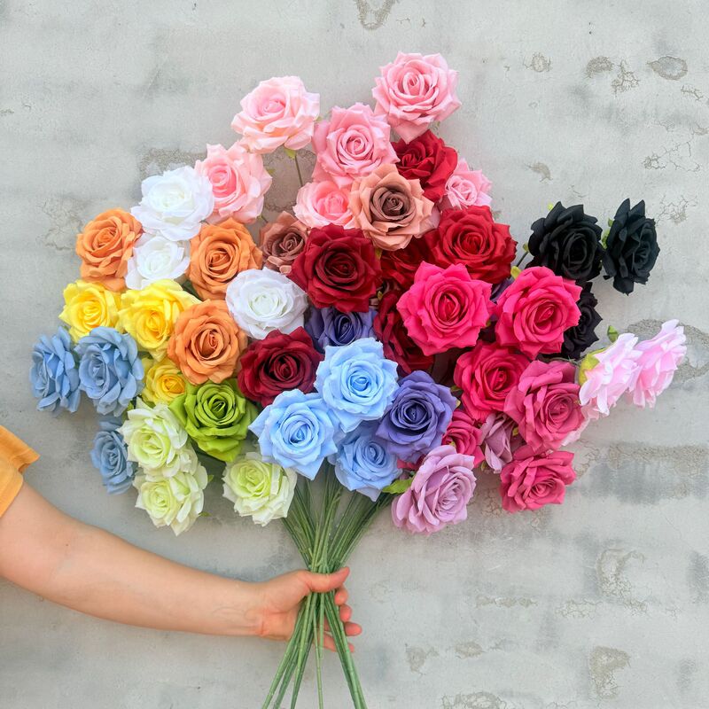 Artificial Rose Flower with 3 Heads, Diamond Rose Flower for Wedding Decoration, Fake Flower for Flower Arrangements, Popular Rose Waterfall