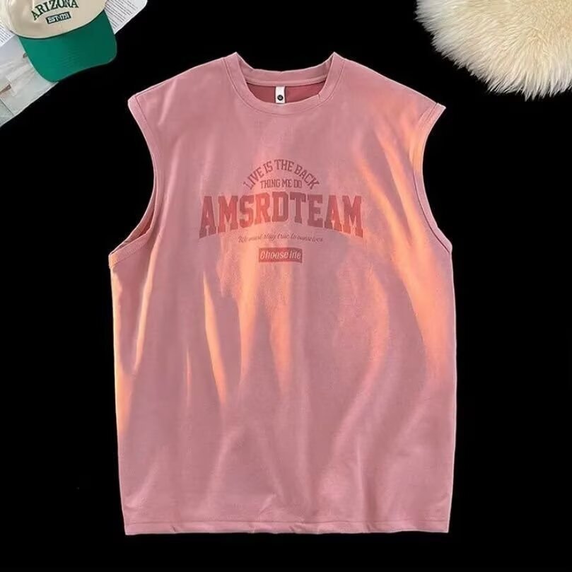 Men's Clothing Men's Trendy Sleeveless T-Shirt Summer High Street Heavyweight Vest Top Casual Tank Top For Couples_viptrois.com