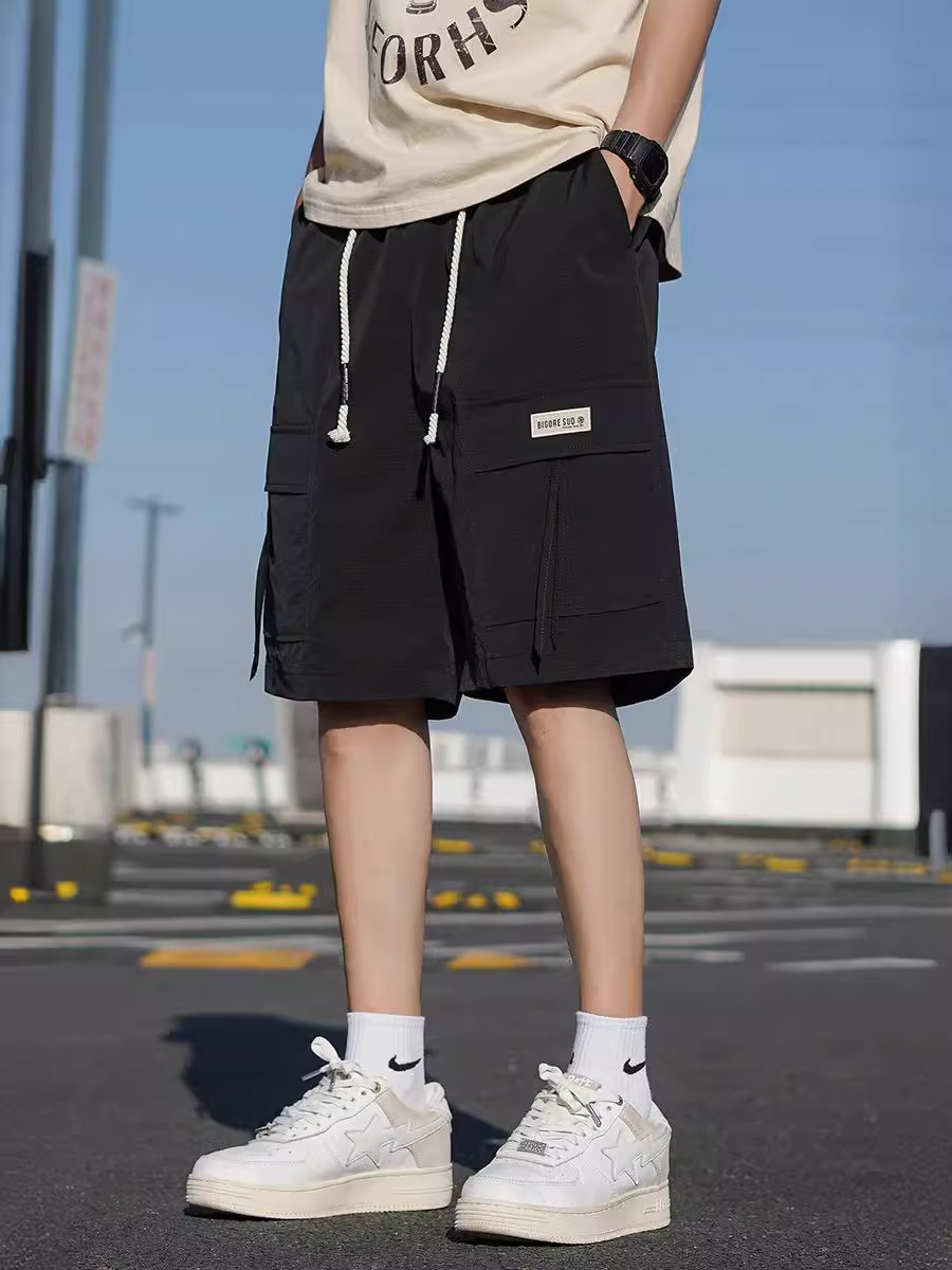 Pantalones cortos de trabajo de verano para hombres, pantalones de secado rápido de hielo, pantalones de tendencia, pantalones largos y casuales.