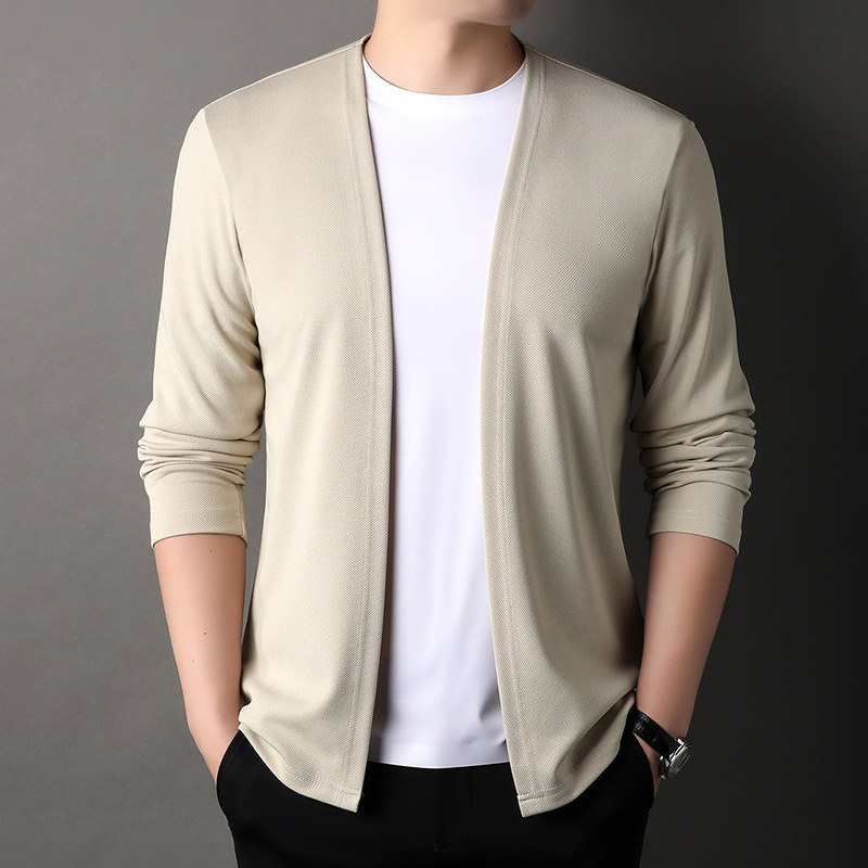 Wooden Straight Knitted Cardigan Men's Autumn New Knitted Sweater Solid Color Thin Korean Men's Coat Live Daifa Wooden Straight Knitted Cardigan Men's Autumn New Knitted Sweater Solid Color Thin Korean Men's Coat Live Daifa