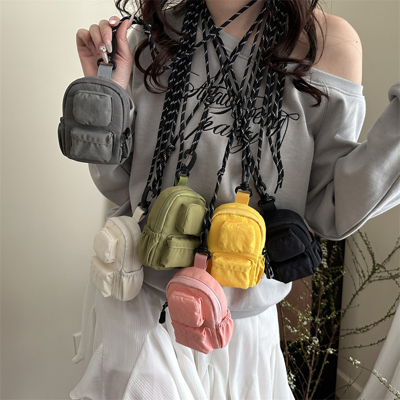 アウトドアレジャー多機能ハングバッグミニソリッドカラー子供ショルダーバッグファッションヘッドフォンバッグ男の子女の子メッセンジャーバッグ|undefined