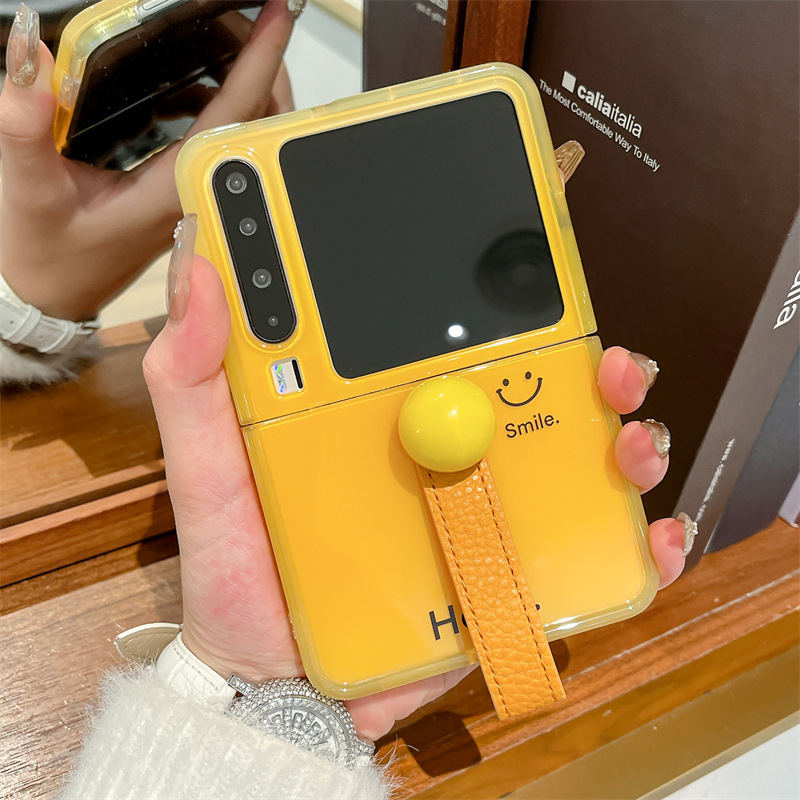 Huawei pura x 携帯電話ケースに適したスマイリーグラデーション purax 折りたたみスクリーンシンプルなボールハンドストラップ女性保護カバー|undefined