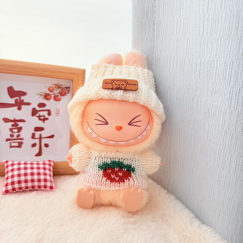 Solo ropa] Llavero de primera y segunda generación Labubu colgante de ropa Rabubu ropa de bebé suéter de punto traje de sombrero