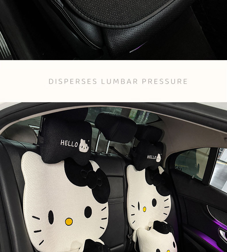 Car seat cushion, universal for all seasons, summer cool linen breathable non-slip cartoon hellokitty car seat cover