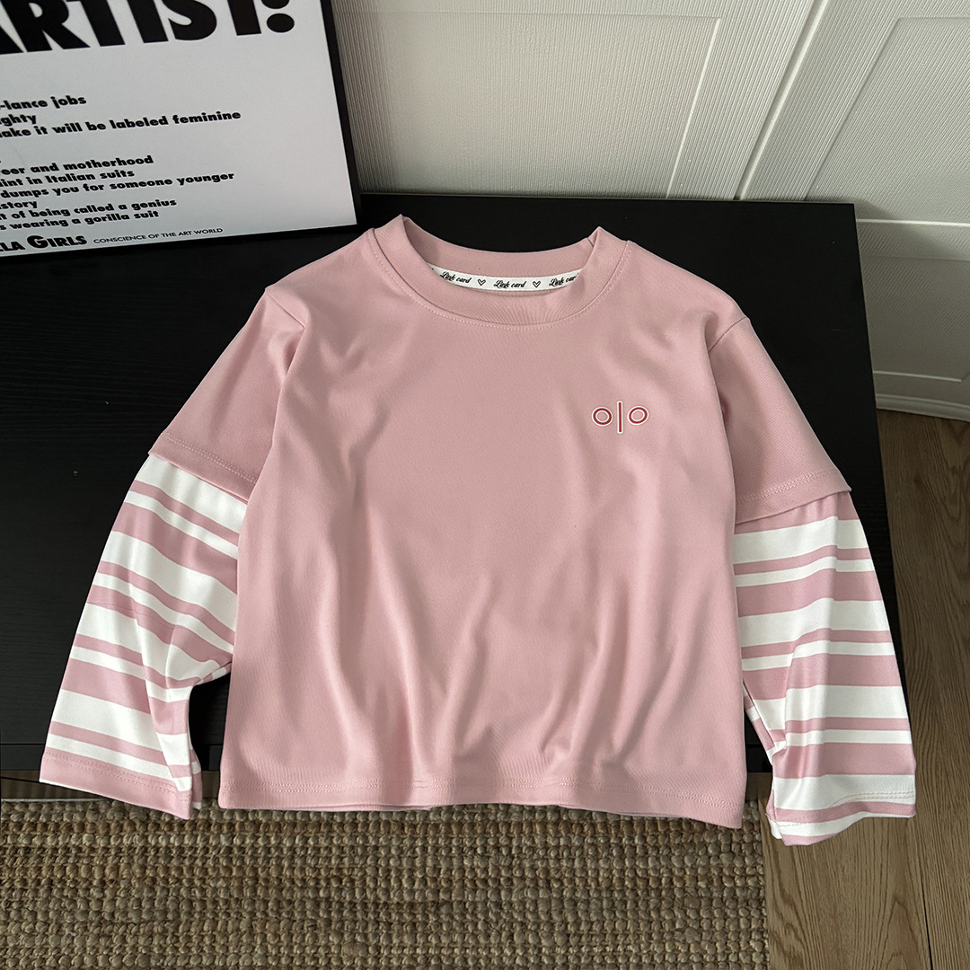 Camiseta de manga larga para niños, dos piezas de camisa de algodón, delgada primavera y otoño, ropa de moda para niños y niñas, versión coreana