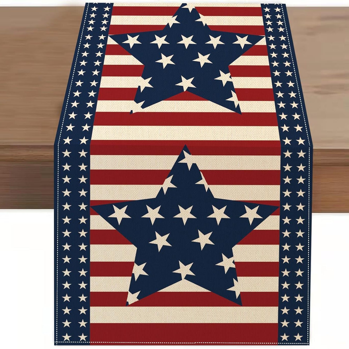 Transfronterizo 2024 Amazon nuevo día independiente pentáculo lino tabla bandera tabla de comedor tabla de té tabla de bandera