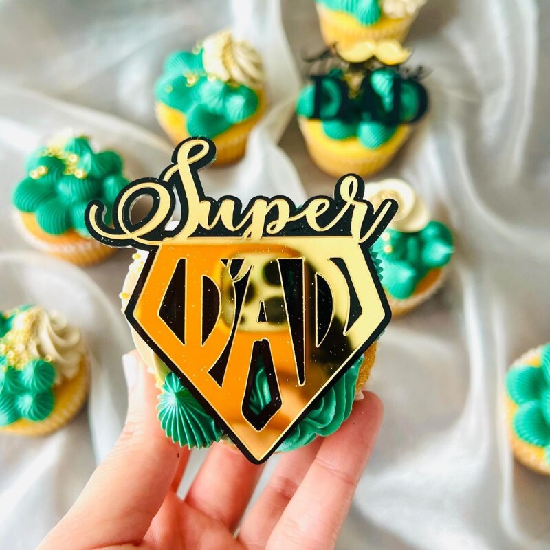 Copyright Cross Border ins Style Father's Day Cupcake Decoration Superman Dad Double Layer Acrylic Cake Decoration