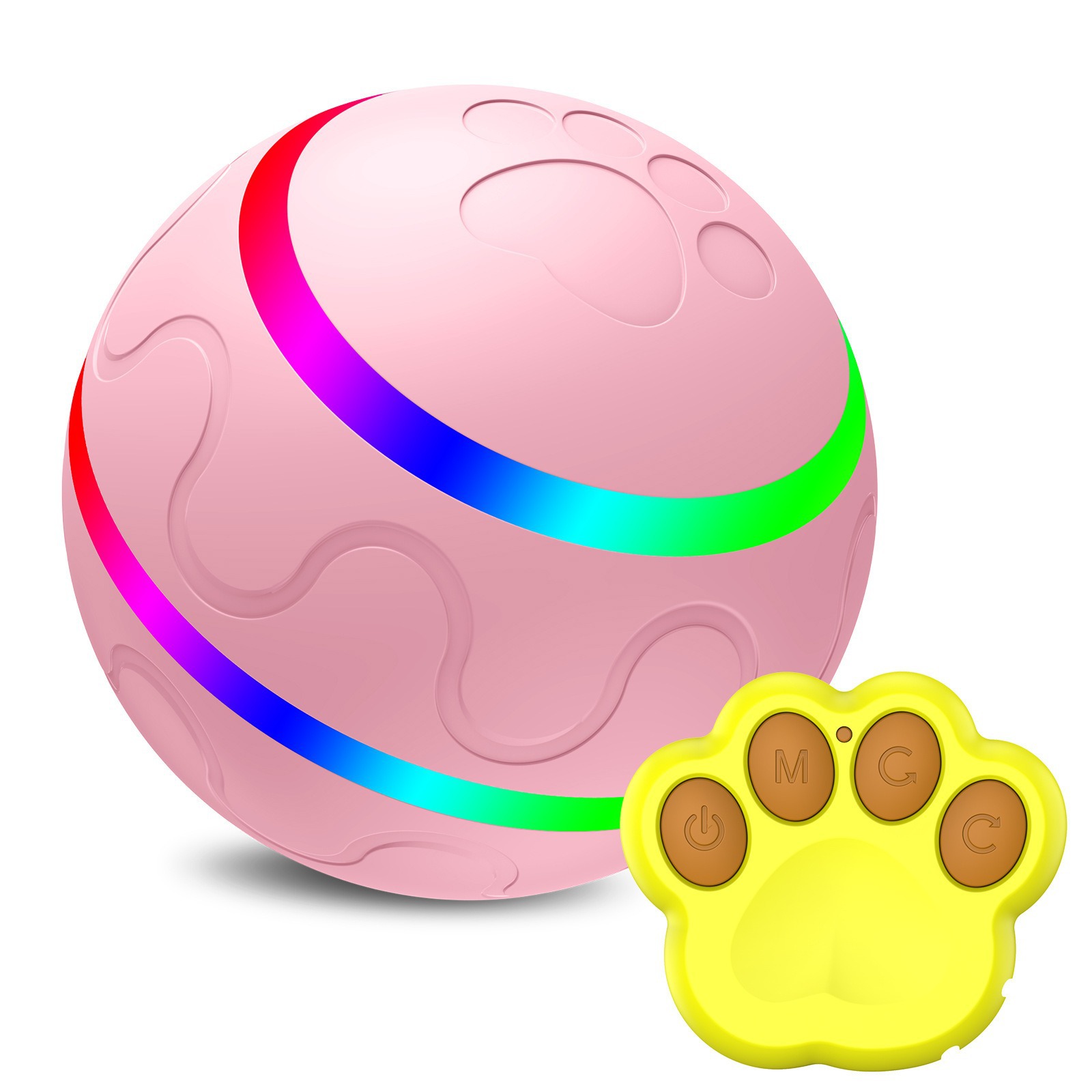 Juguete eléctrico para gatos: juguete interactivo con bola rodante inteligente para gatos y perros - Bola rebotadora luminosa