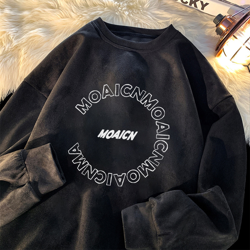 Замшевая толстовка черная 【C508】