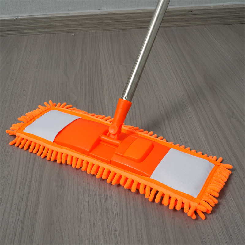 Mopo de placa plana de Chenille para absorción de agua, seco y húmedo, dos usos, tres secciones, barra de empalme, trapador de Chenille