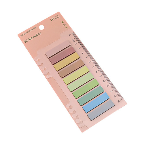 Morandi color sticky note student mark tearable classification index sticker color PET fluorescent note strip N times sticker
