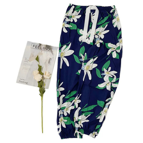 Summer and Autumn Women's Cotton Gauze Thin Lantern Pants Cotton Sleep Pants Mosquito-Proof Pants Beach Pants Artificial Cotton New Casual Loose Outer Cloud