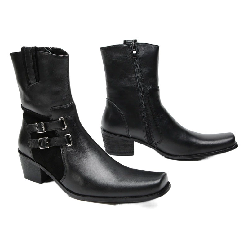 Осенне-Зимняя Новая удобная мужская обувь из воловьей кожи Ботинки Челси с низким верхом Короткие сапоги в британском стиле на толстой подошве увеличили мужские кожаные сапоги Внешняя торговля