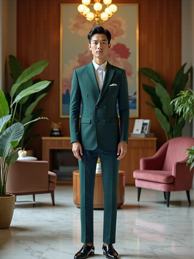 짙은 녹색 상의 + 바지