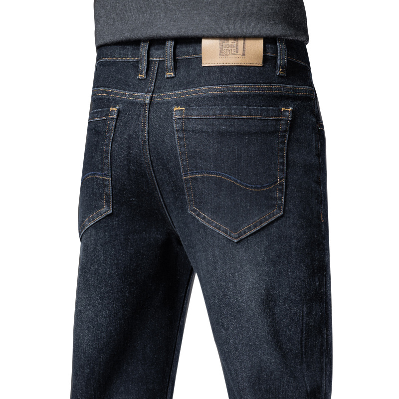 Pantalones vaqueros de cintura alta para niños de negocios ligeramente elásticos simples pantalones casuales del todo fósforo 2023 otoño e invierno nuevos pantalones rectos