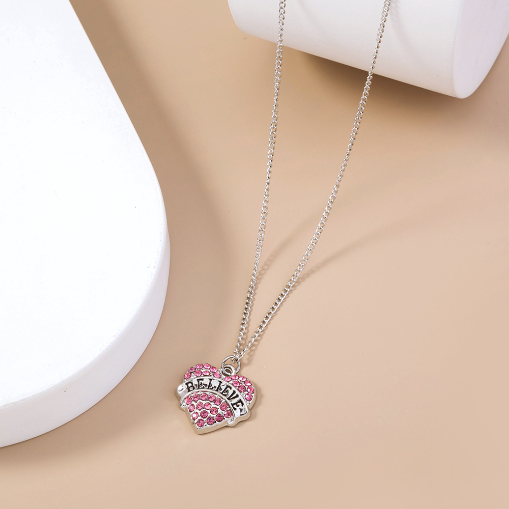 Best Seller In Europe And America Small Fresh Micro-inlaid Love Necklace Ins Cold Style Letter Believe Simple Clavicle Chain Female display picture 6