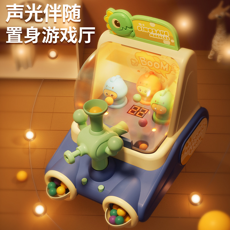 Children's Dinosaur Pinball Machine Fun Shooting Focus Training Light Music Press Launch Desktop Game Toys