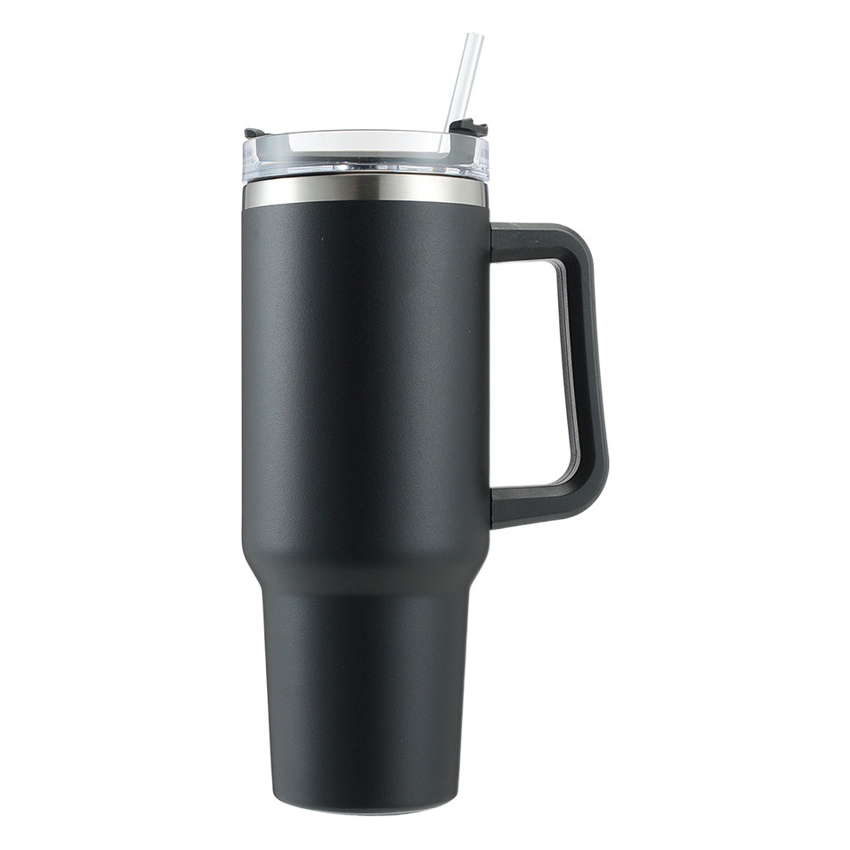 Taza térmica de acero inoxidable 304 de 40oz, vaso de coche con asa y pajita, nuevo modelo Amazon
