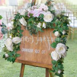 跨境亚马逊婚礼仿真花藤桌面装饰玫瑰藤条楼梯大门节日布外贸代发