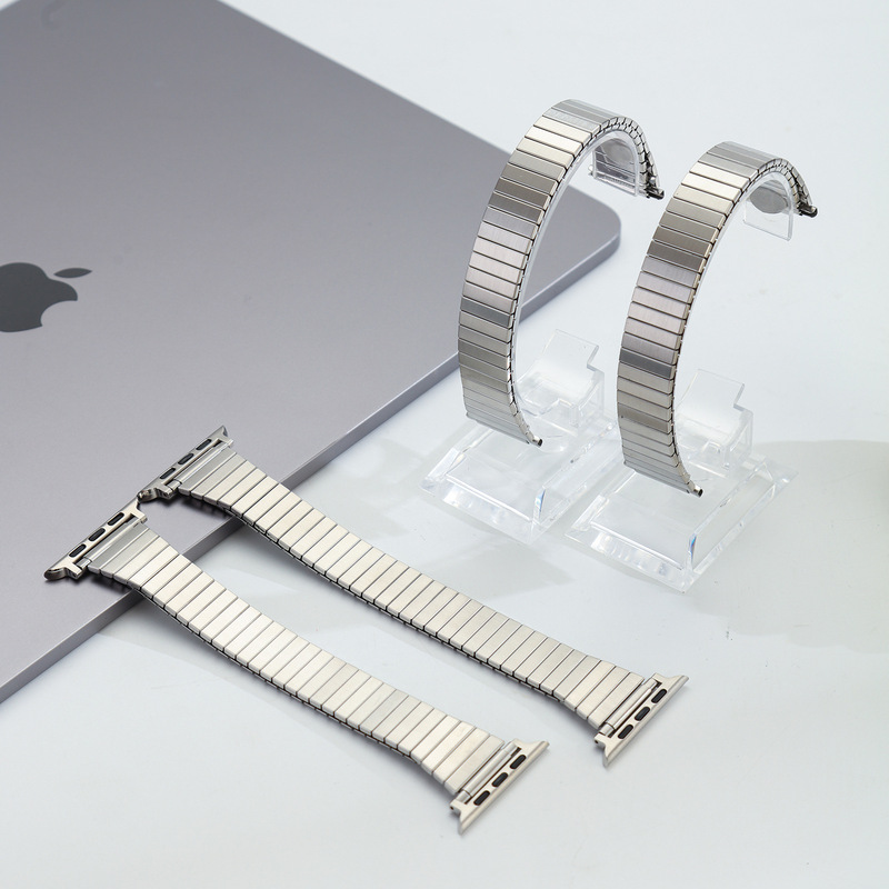适用苹果AppleWatch单圈弹力不锈钢表带 iwach10竹节小蛮腰手表带|undefined