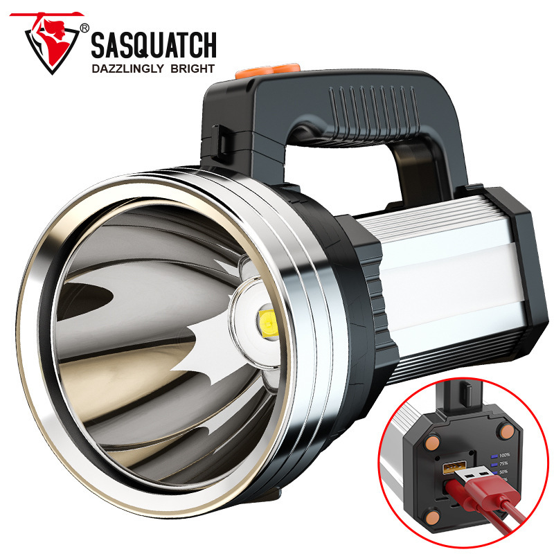 P50 strong light USB charging emergency power failure Searchlight power display patrol miner's lamp long-shot waterproof flashlight