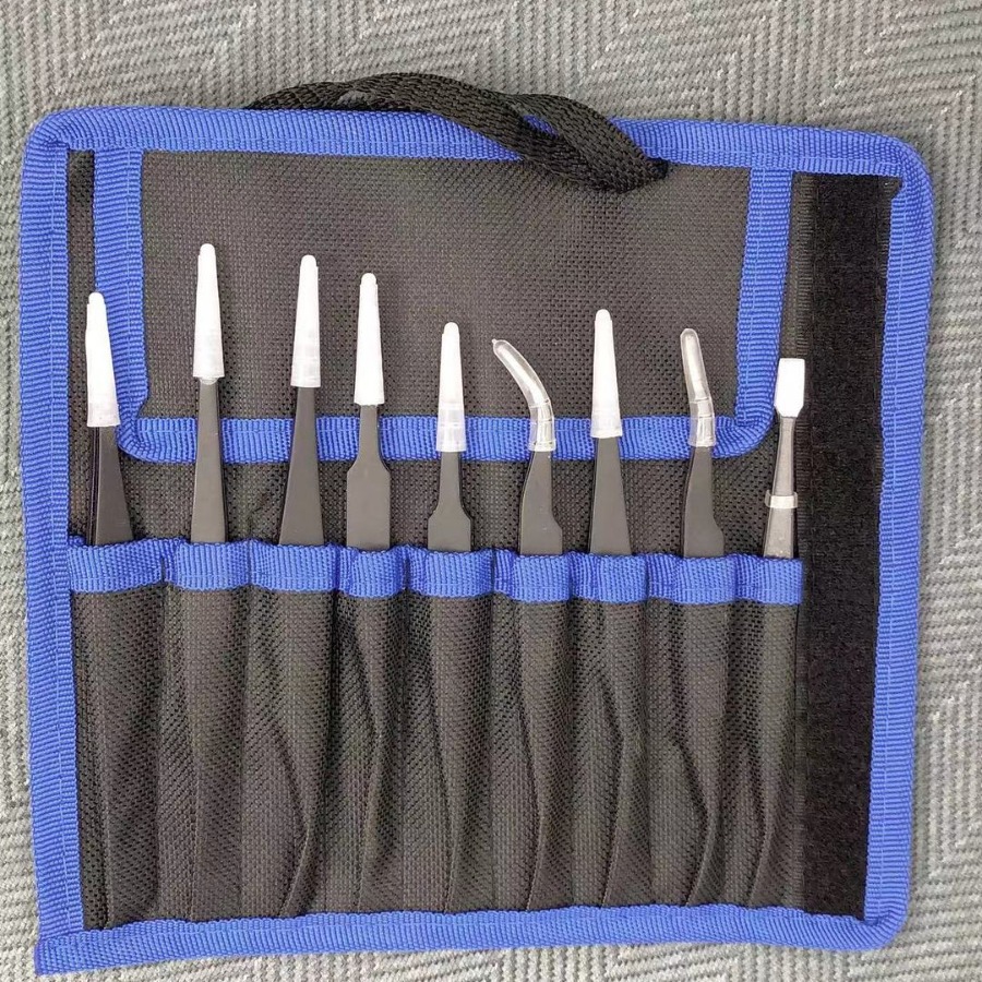 9件套布套镊子防静电不锈钢镊子小工具