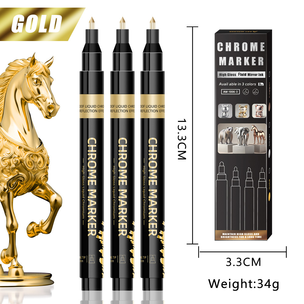 Lápiz de cromo de metal lápiz de marca lápiz de pintura de metal molde de tinta impermeable lápiz de reparación de pintura lápiz de firma líquida