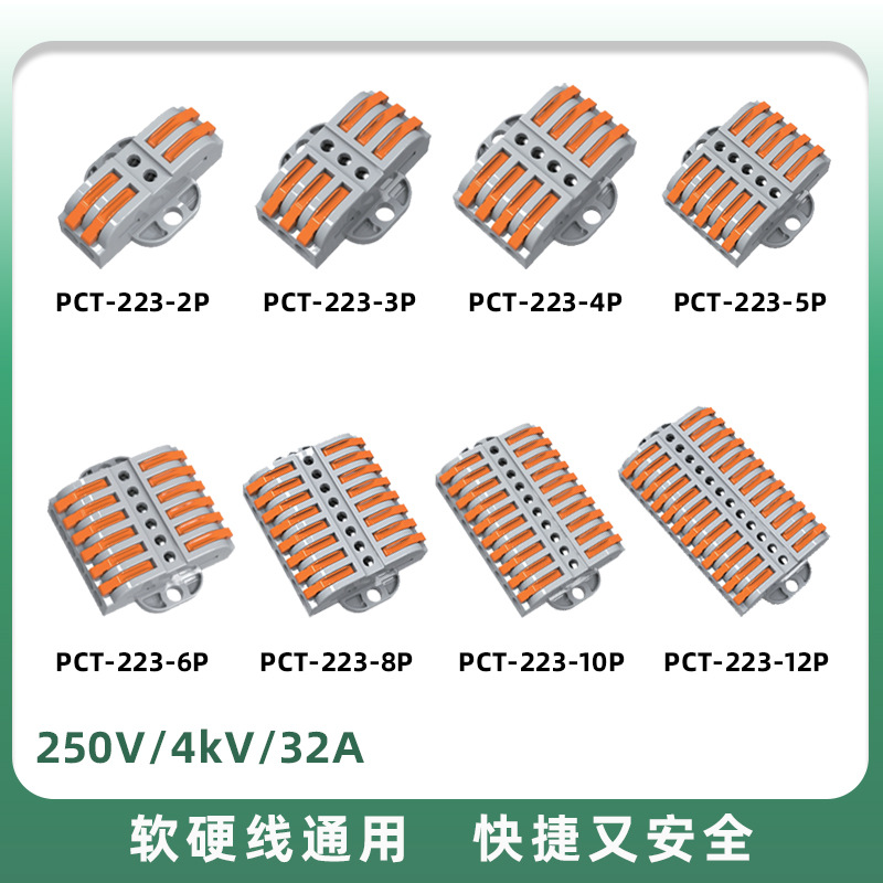 El divisor de cable del conector rápido tiene orejas para facilitar la fijación de cables duros blandos, terminales universales, dos en dos y dos en cobre puro
