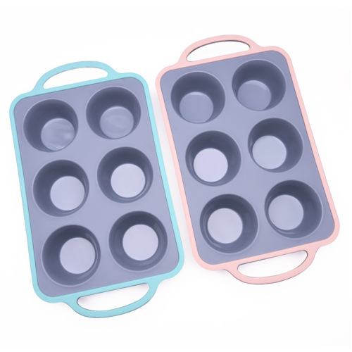 Cross-border silicone two-color cake mold 6-piece baking pan baking muffin cup baking pan home kitchen tool diy