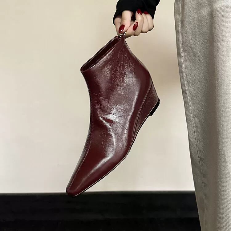 Сяо По каблуке легко носить ~ Кожаные сапоги Martin 5cm средние каблуки сапоги