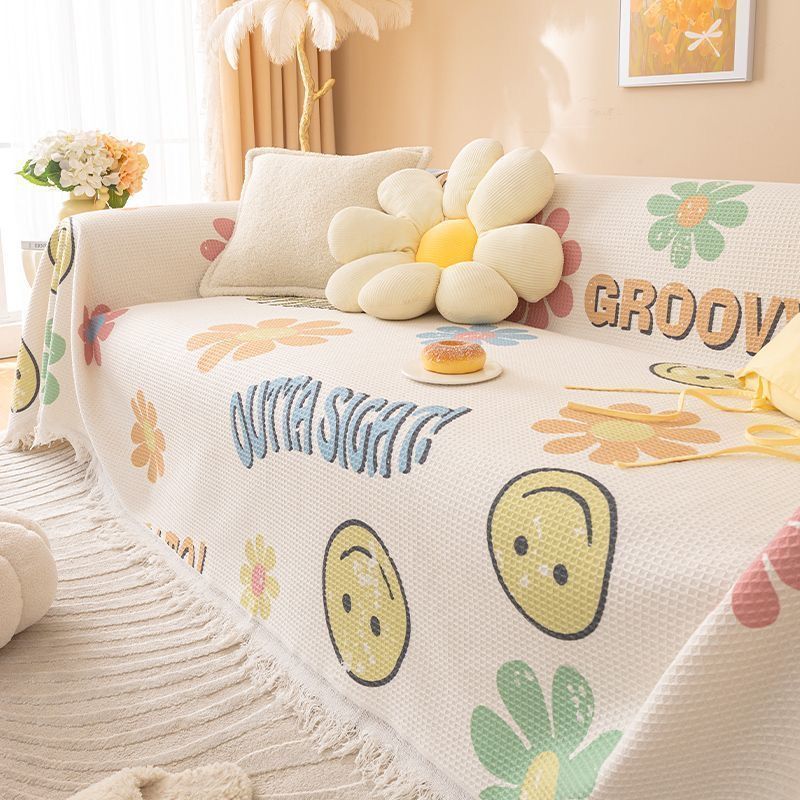Waffle Sofa Cover Cloth, Suitable for All Seasons, Nordic Sofa Blanket Cover, Full-Cover Sofa Cover, Sofa Cushion, Dropshipping
