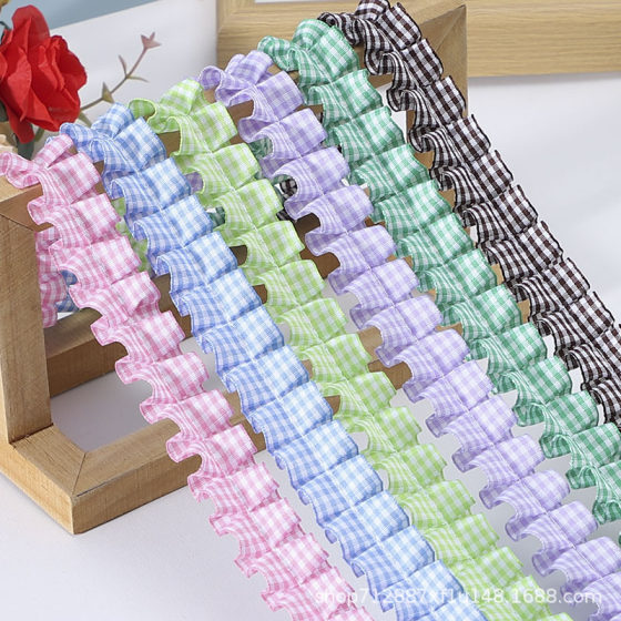 Factory in stock 2.5cm Pleated Polyester Ribbon Ruffled Lolita Headwear Clothing Design DIY Lace Accessories