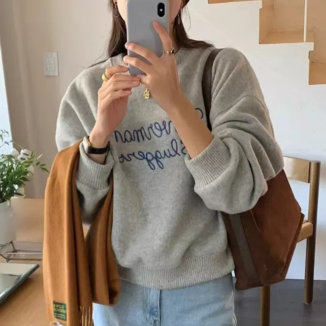 现货 卫衣女厚款韩系慵懒风长袖2025春季新款外套高级感休闲刺绣