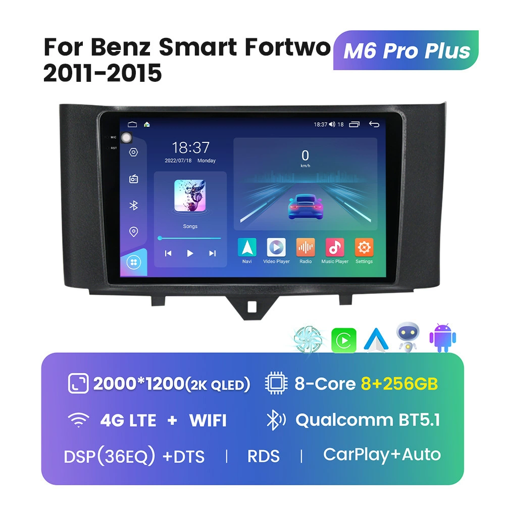 Suitable for Mercedes-Benz Smart FORTWO 11-15 modified Android large screen mid-controllers navigation M6Pro