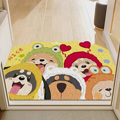 漫画の玄関シルクサークルフロアマット、ようこそお帰りください、滑り止め、ほこり取り玄関マット、ほこり取り玄関ドアマット、カット可能