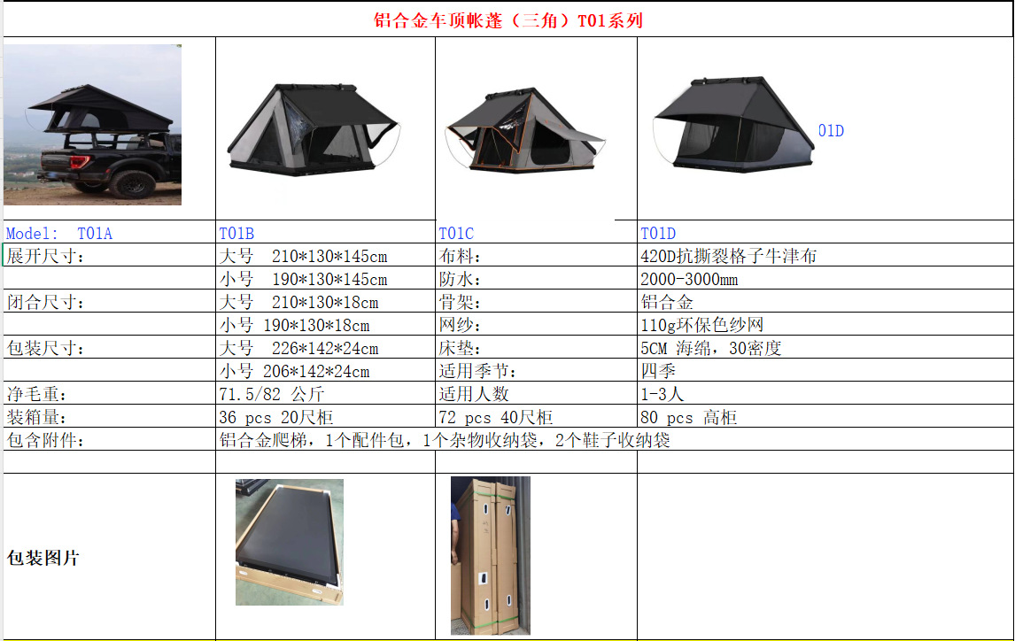 Aluminum Alloy Triangular Roof Tent for Camping, Suv, Hardcore Off-Road, Self-Driving, Fast Driving, Car-Mounted, Four-Season Camping