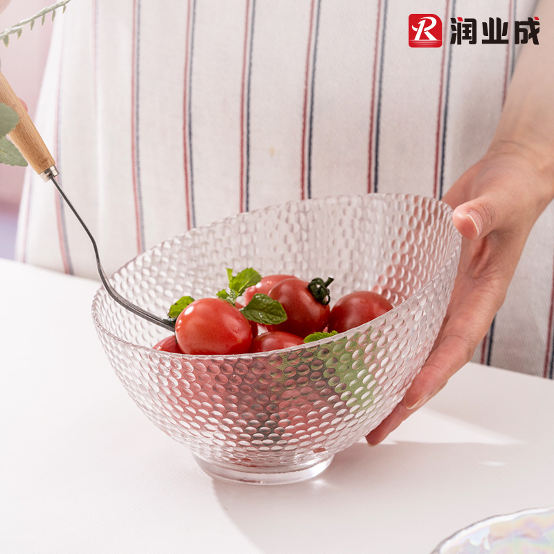Japanese -style creative hammer -wrapped glass sloping salad bowl…