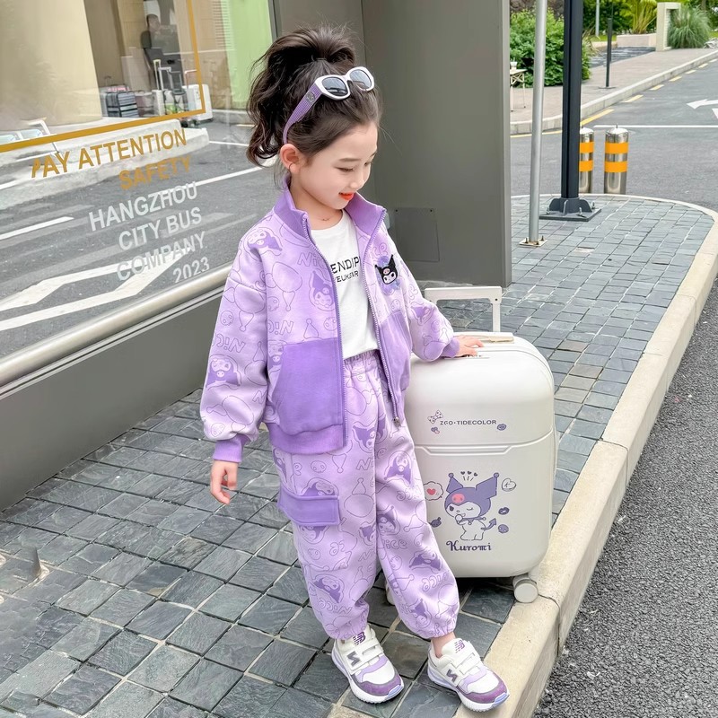 1528#华棉库洛米女童秋装套装2024新款儿童洋气小女孩春秋款时髦