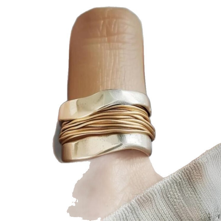 Geometrischer Breiter Vintage Ring Schlichter Damen Modeschmuck_voghion.com