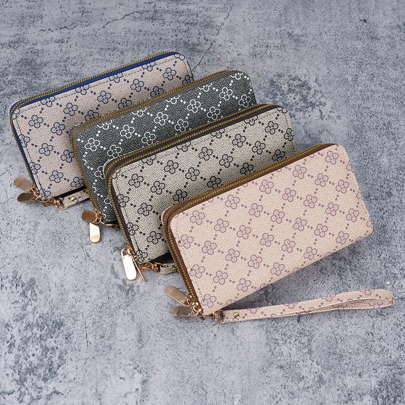 Women's Long Wallet Fashionable Gradient Color Double Zipper Clutch Unique Style Multi Card Slots_voghion.com