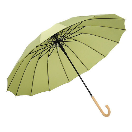 Small fresh 16-bone umbrella wooden handle straight handle umbrella rainbow umbrella Japanese style long handle large double sunny umbrella dual use