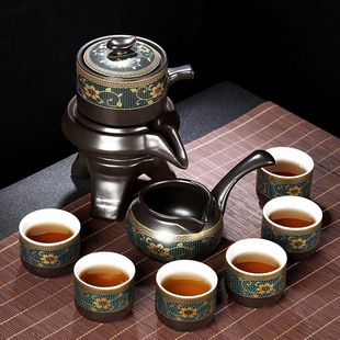 High-grade Lazy People Drinking Tea Semi-automatic Kung Fu Tea Set Tea Gift Small Set Tea Tray New Household Ceramic Large