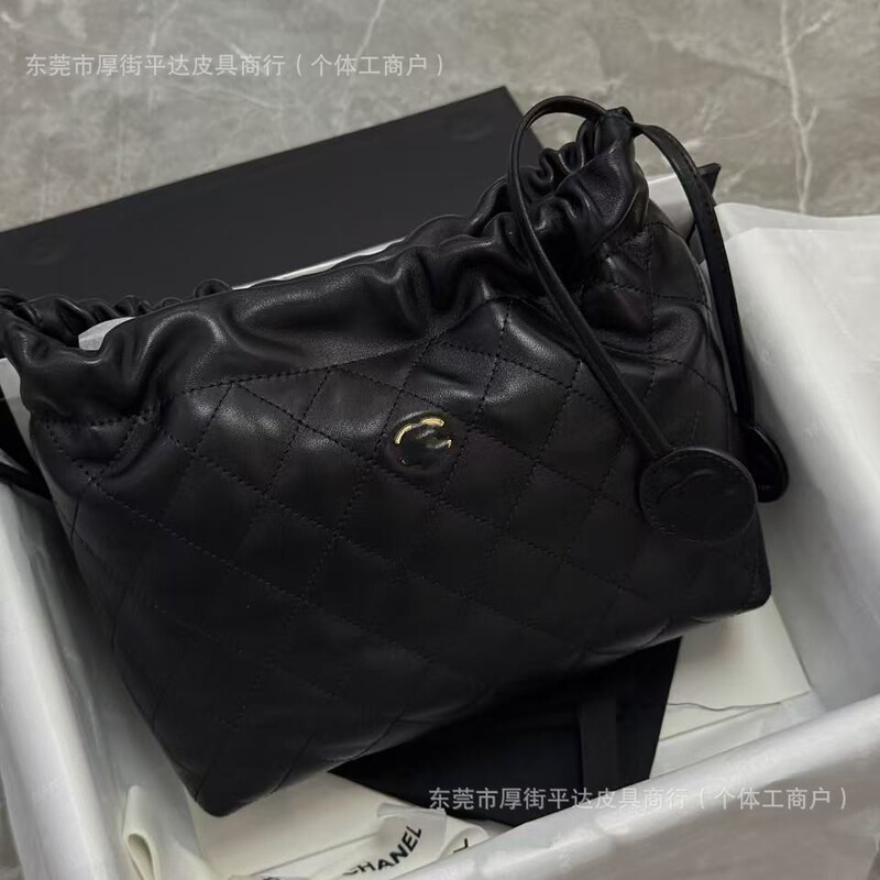 2026 New Model/Original Leather/Sheepskin/Chanel Style 26S Lucky Drawstring Bucket Bag Women's Underarm Crossbody Bag 2026 New Model/Original Leather/Sheepskin/Chanel Style 26S Lucky Drawstring Bucket Bag Women's Underarm Crossbody Bag
