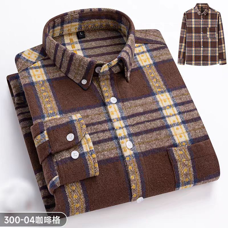 [Aumentar el grosor] camisa de manga larga de primavera y otoño de hombre de moda casual camisa caliente de malla gruesa