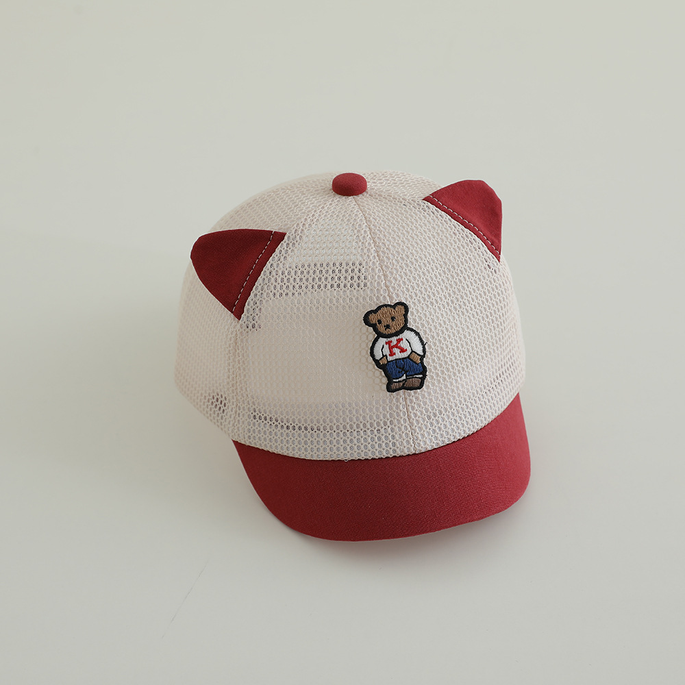 Sombrero para el sol para bebés, gorra de béisbol de malla, protector solar transpirable de verano, gorra de oreja de oso lindo, gorra de malla para niños