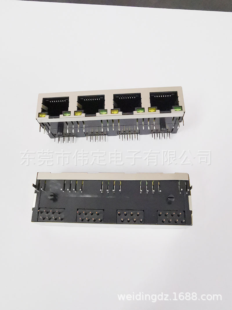 1X8 8连体8口带灯 网络接口 1*8 RJ45母座插座连接器