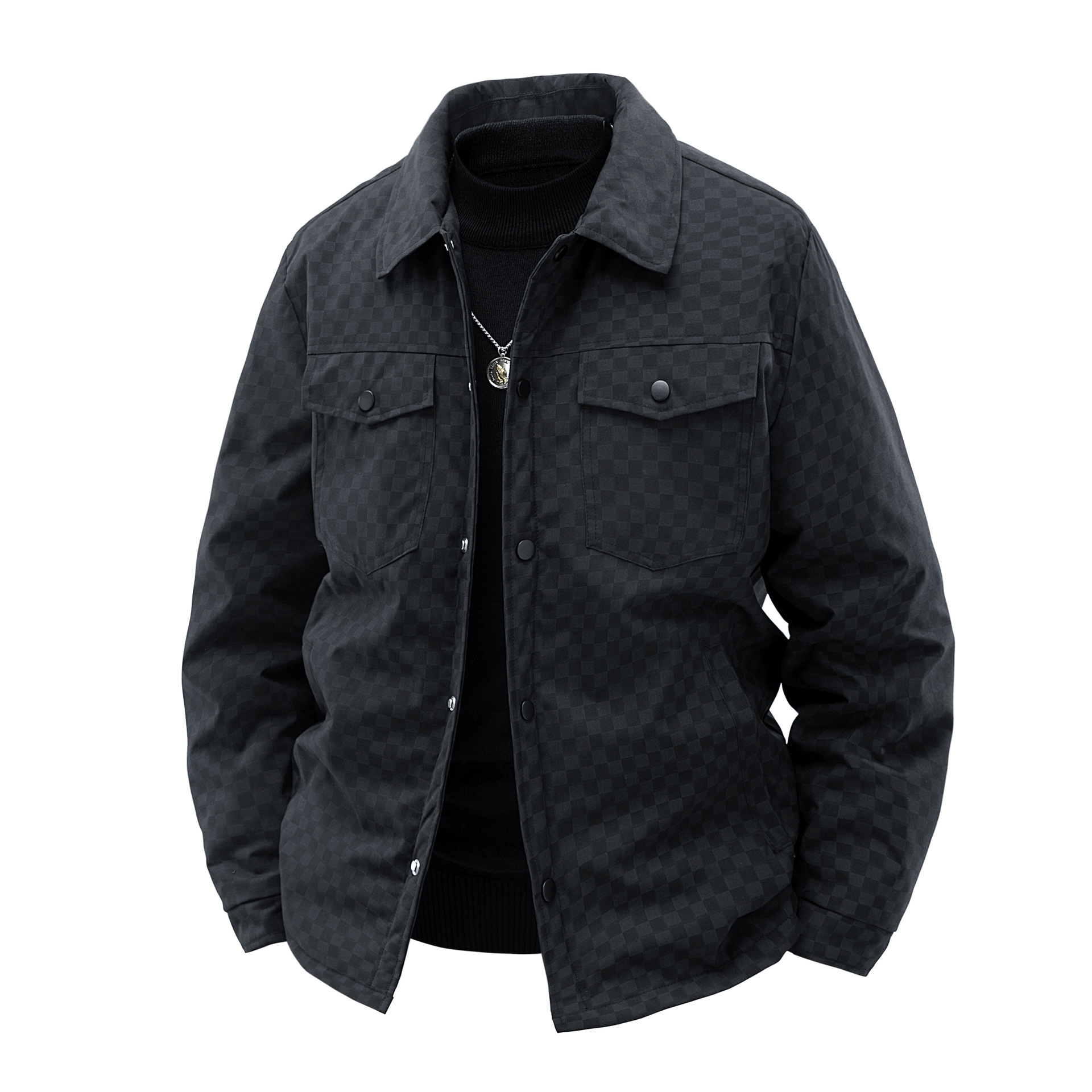 保罗男士冬季羽绒服新款翻领白鸭绒加厚保暖格子轻商务中青年轻薄