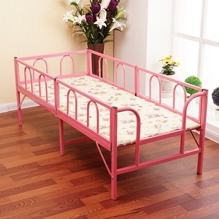 Children's Bed Folding Bed with Guardrails Kindergarten Nap Bed Baby Widened Children's Single Iron Simple Splicing Bed